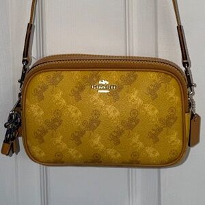 Coach Crossbody Pouch With Horse And Carriage Print Multi Yellow F79952